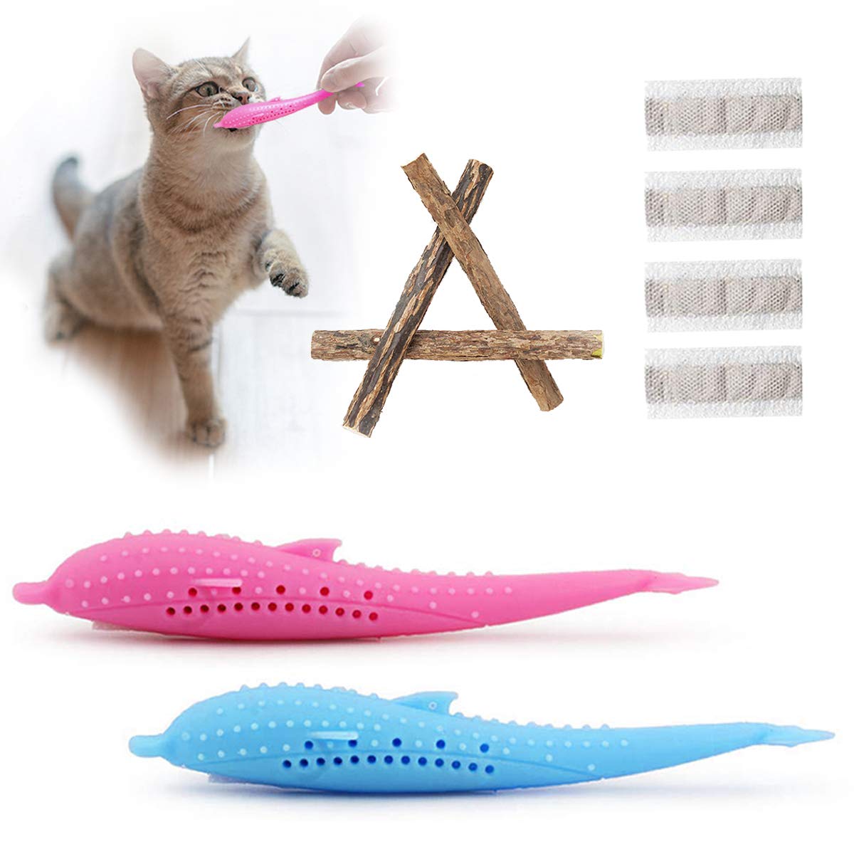 Buy Aifeer Interactive Cat Toothbrush, Cat Toys Interactive Cat Dental Toy Refillable Catnip