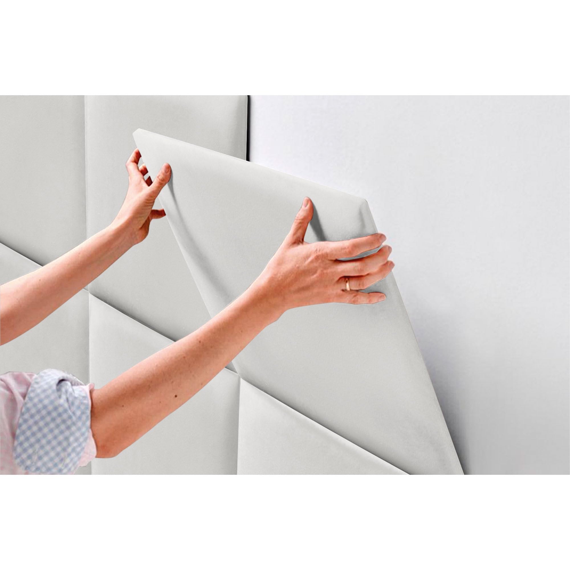 DHOME Testiera Imbottita Composta da Pannelli Autoadesivi Intercambiabili in Velluto Letto Lusso Camera da Letto Imbottita (Bianco, 160cm)