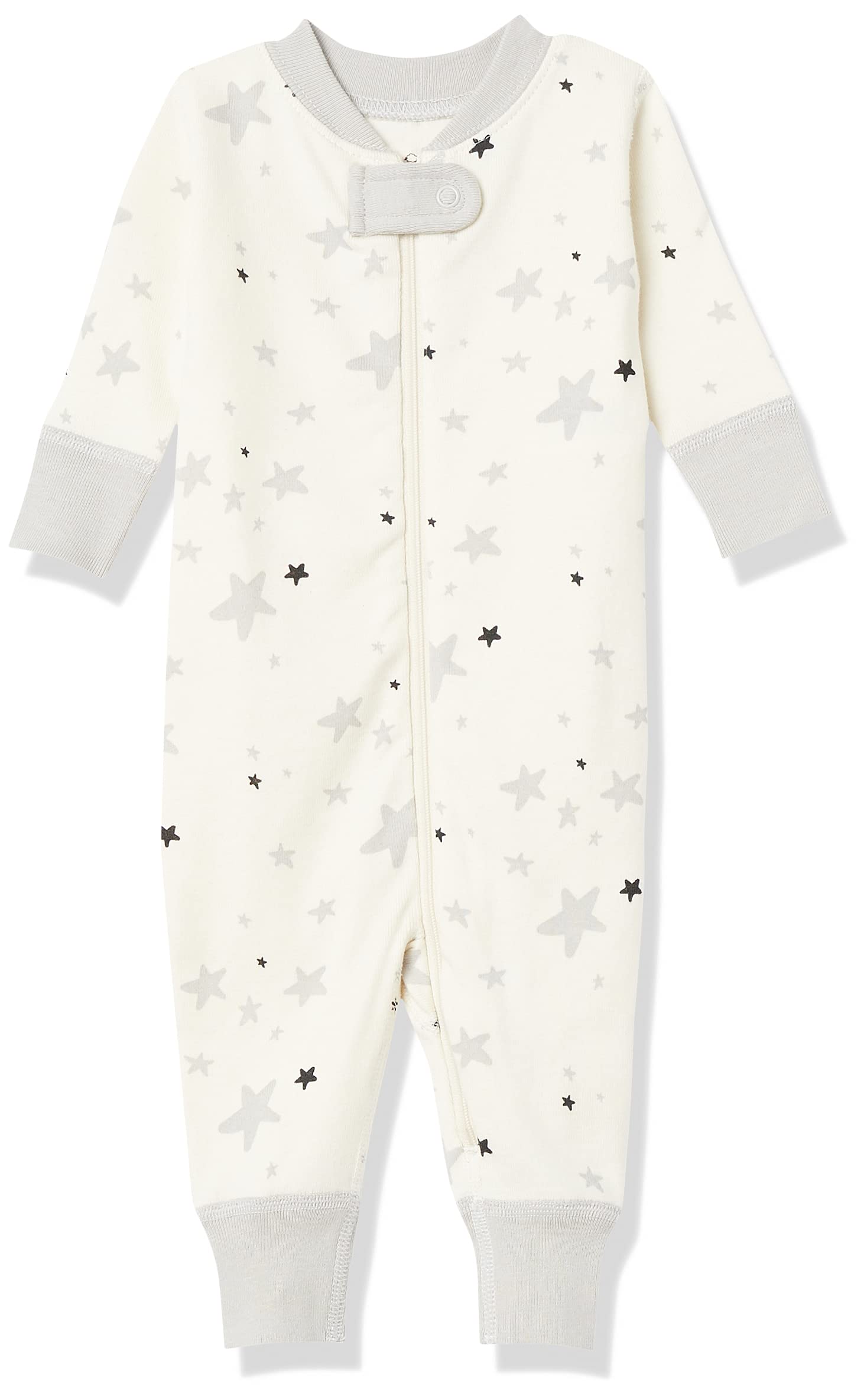 Moon and Back by Hanna AnderssonUnisex Babies' one-Piece Organic Cotton Footless Pajamas, Grey, Stars, Newborn