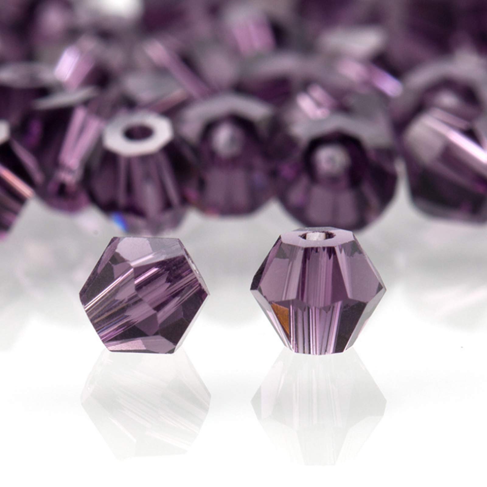 FAMLEAF 200 Pcs Crystal Glass Beads,4mm Glass Bead for Jewelry Making, Bicone Beads,Faceted Bicone Crystal Glass Beads, DIY Beads Bicone Beads for Jewelry Making