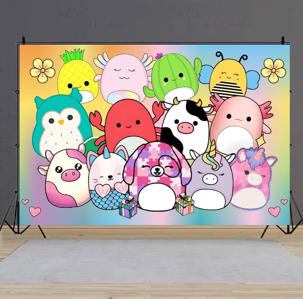 Cartoon Animal Background Birthday Banner Backdrop for Kids Birthday Party Supplies Decorations (5x3ft)