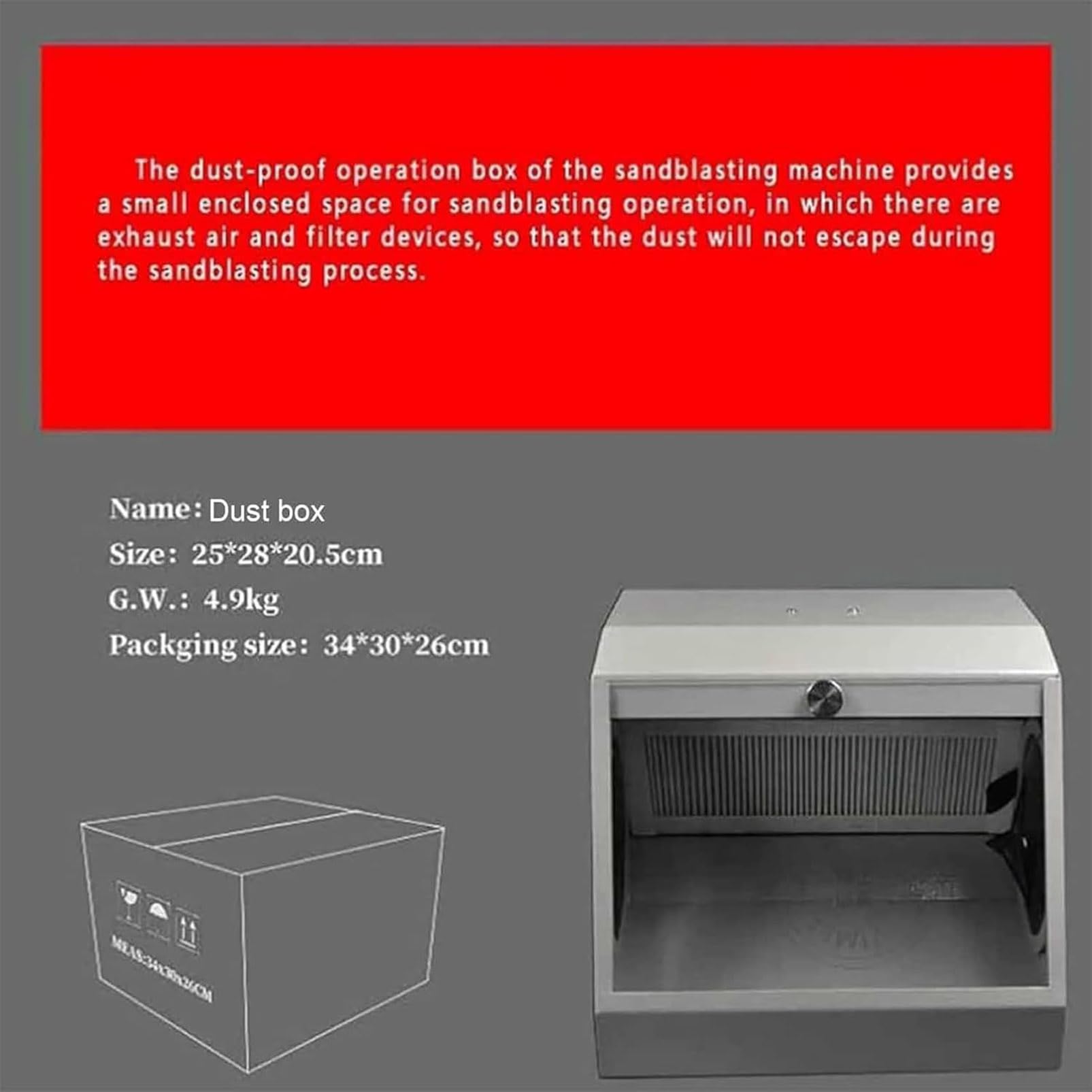 Gabinete De Granallado Modular, Caja De Polvo De Laboratorio con Dispositivo De Filtrado Y Extracción De Aire, Caja De Granallado con Fuente De Luz LED De 5500K