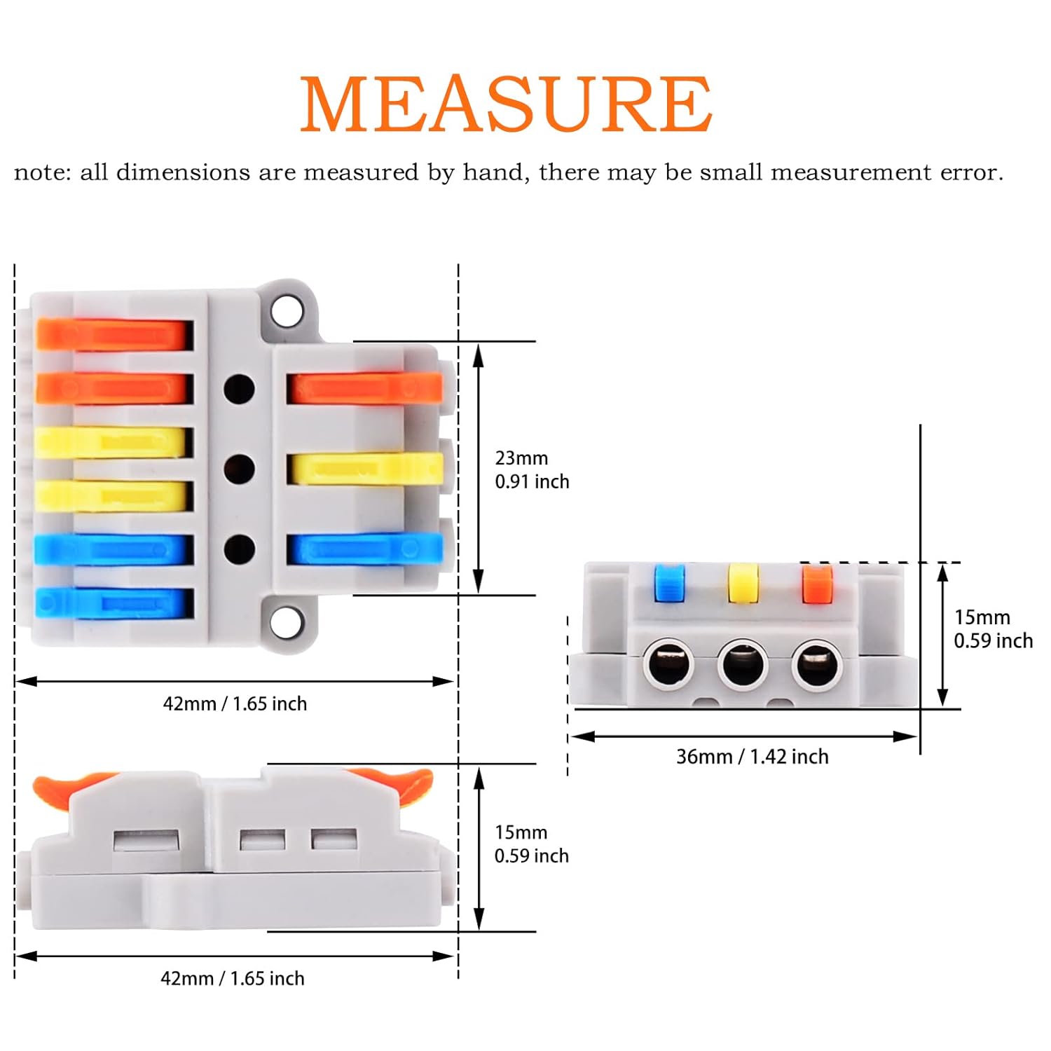 NineLeaf 10PCS Push-in Compact Splicing Electrical Connectors, Lever Wire Connectors,Quick Wiring Cable Connector,Conductor Terminal Block for Cables from 28 to 12AWG(3 in 6 Out)