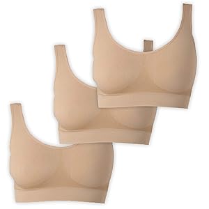 UnsichtBra Bustier Damen BH ohne Buegel | 3er Set Wohlfühl Bustiers Tops | Bügelloser Soft Bra | Schlaf Still Sport Crop Top Büstier schwarz, weiß, beige (wellbra_swh)(L)