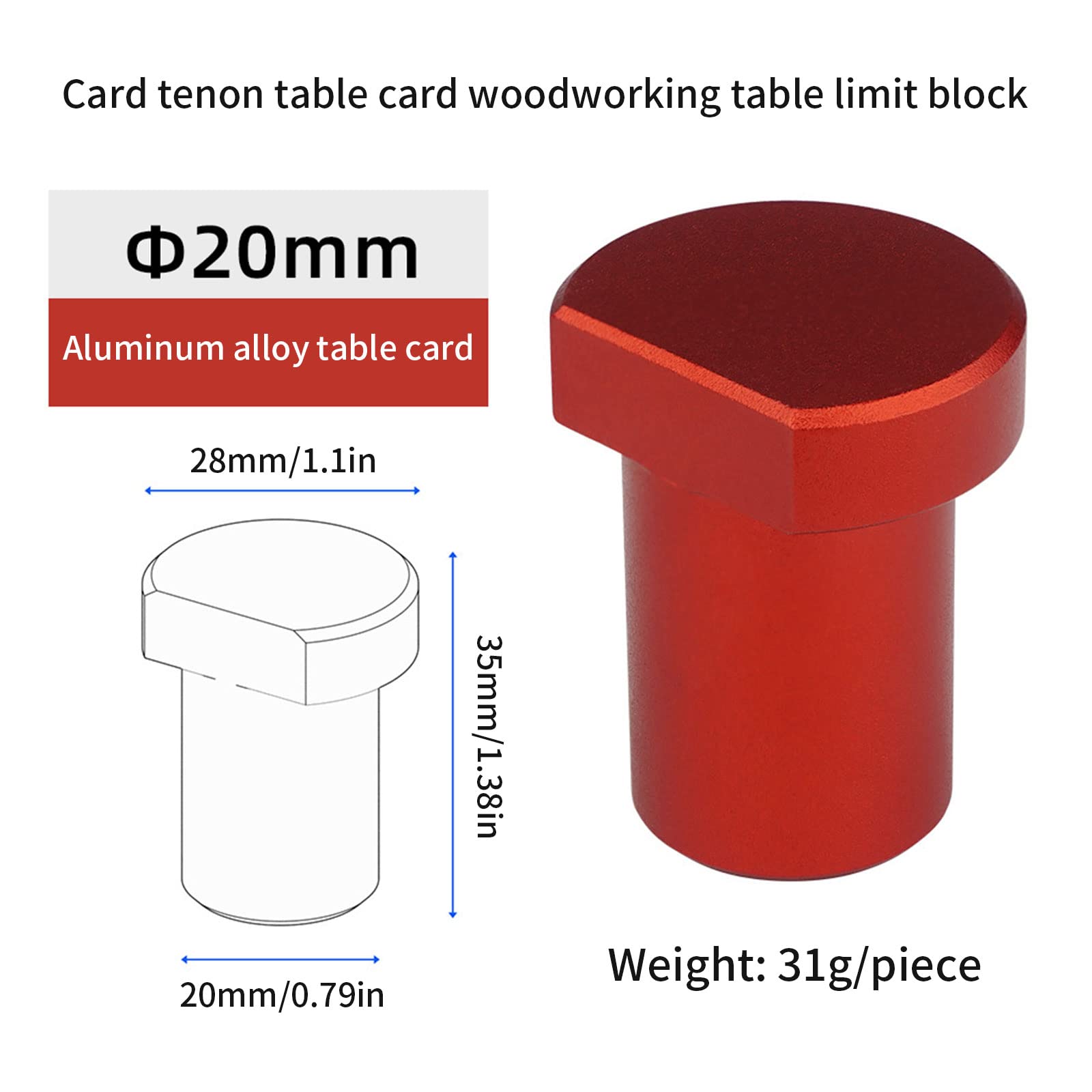 Gancio per panca in alluminio ad alta resistenza per guida a T, tavolo per la lavorazione del legno, posizionamento, piallatura, tappo, adatto per cani da 20 mm (4 pezzi) (nero