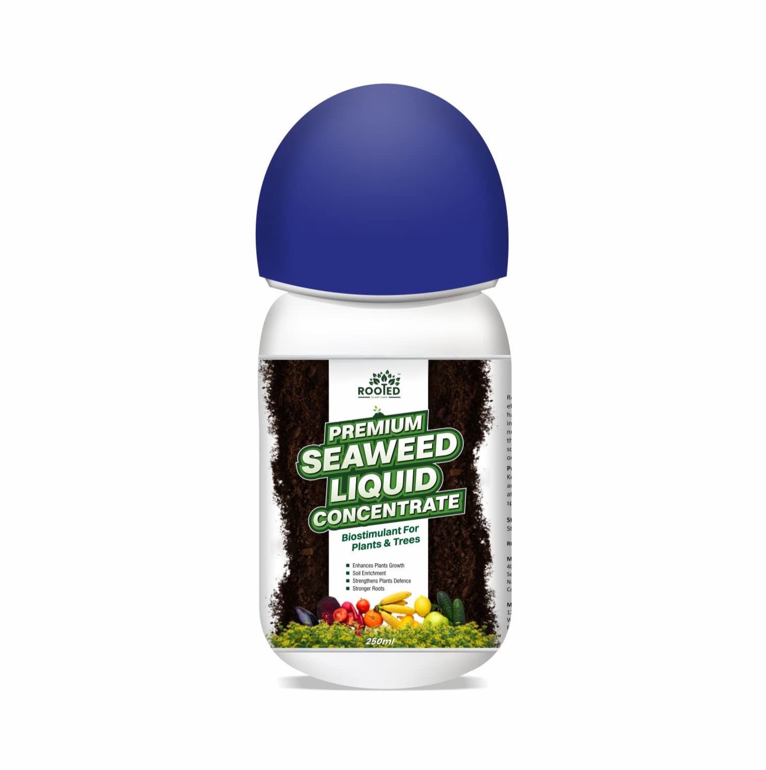 ROOTED Premium Seaweed Liquid Concentrate 250ml, Fertilizer For Plants And Trees, Natural Bio-Stimulant For Boosting Growth, Yield And Roots Health