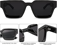 Vista 6 de Lentes de sol cuadrados retro para hombres y mujeres, marco grueso, rectangulares, gruesos