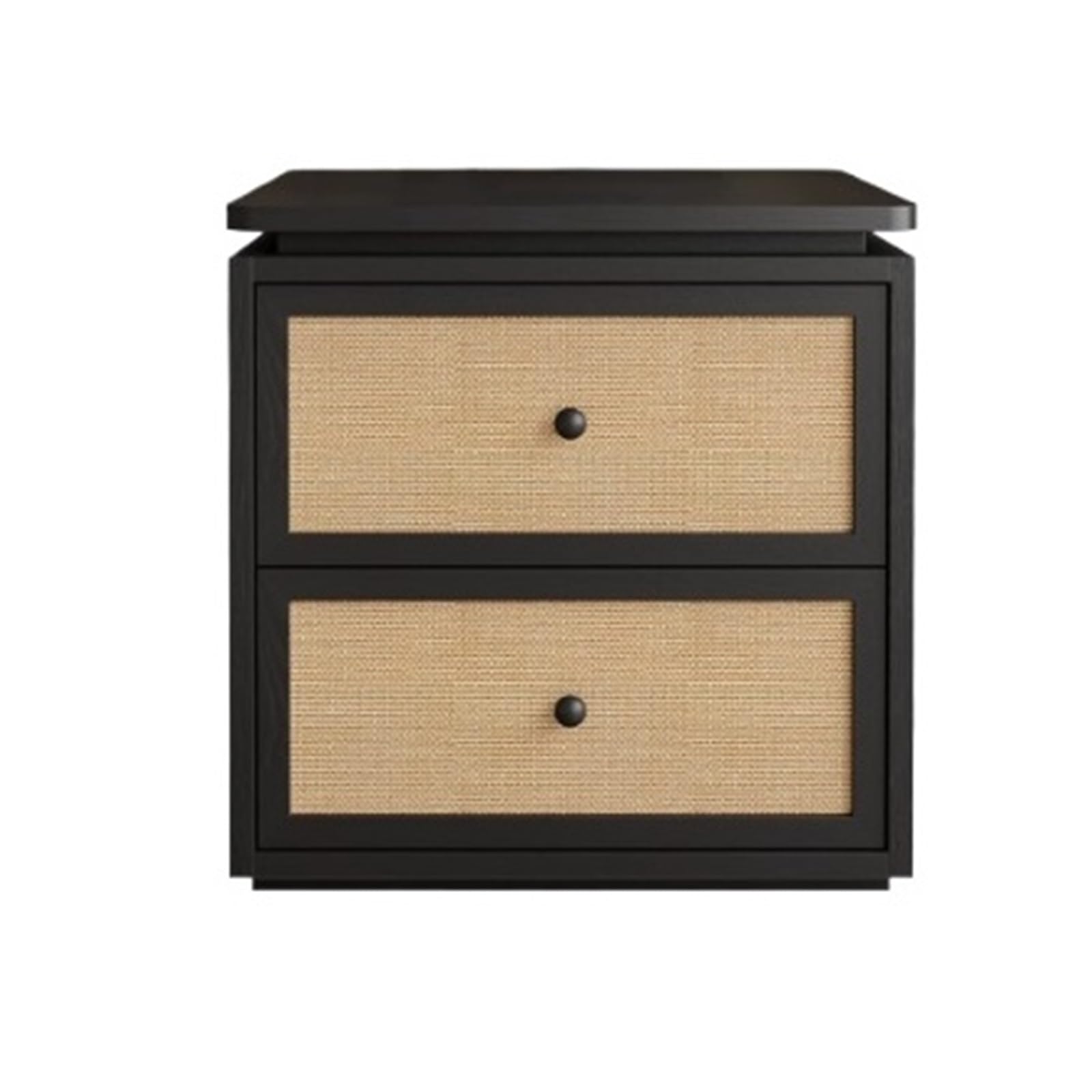 HLHLOP777 Nightstand Wooden Rattan Bedside Table With Two Drawers And Bedroom Storage Cabinet Bedroom Furniture(Black,XXL)