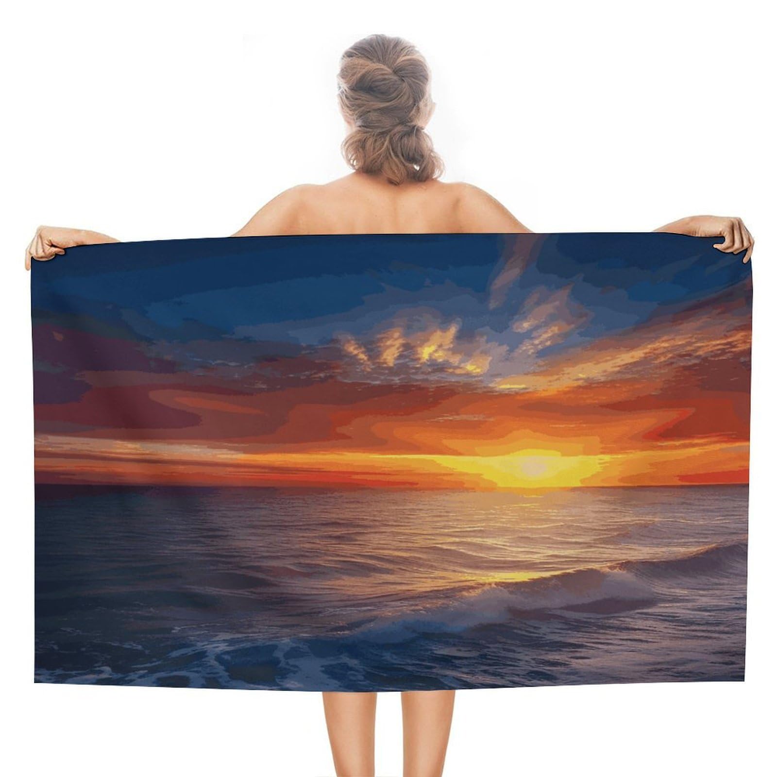 FekiLoot Sea and Sunset Beach Towel Absorbent & Quick Dry Pool Towels 31 X 51 Inches Extra Large Sandfree Beach Blanket Towels Soft Lightweight Travel Towel for Swim Yoga Camping