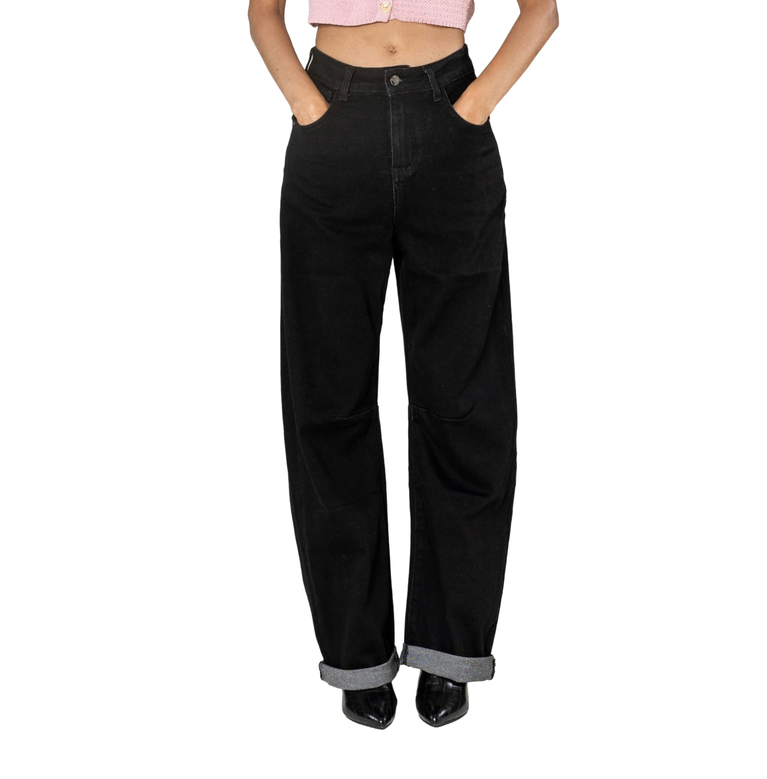Nina Carter YY307 - Vaqueros para mujer, corte barril, cintura alta, pantalones vaqueros de cintura alta, pantalones vaqueros elásticos