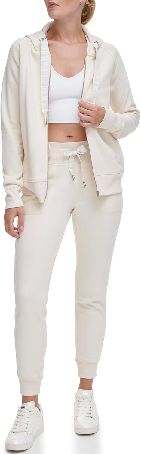 DKNY Women's Two Tone Logo Drawcord Jogger Sweatpant - Image 2