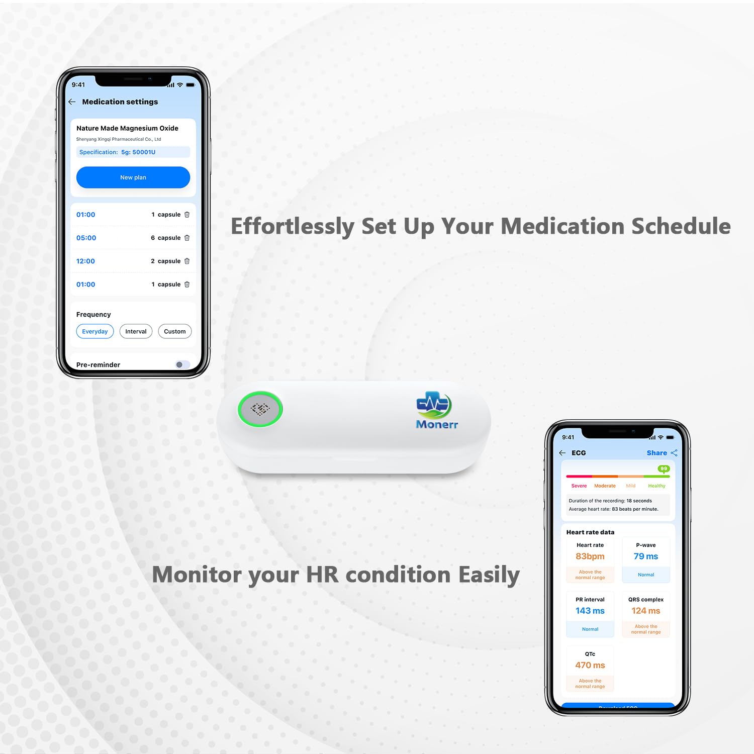 Dispositivo di monitoraggio della frequenza cardiaca Monitor Bluetooth portatile per forma d'onda ritmica, dispositivo per uso personale compatibile con iOS e Android