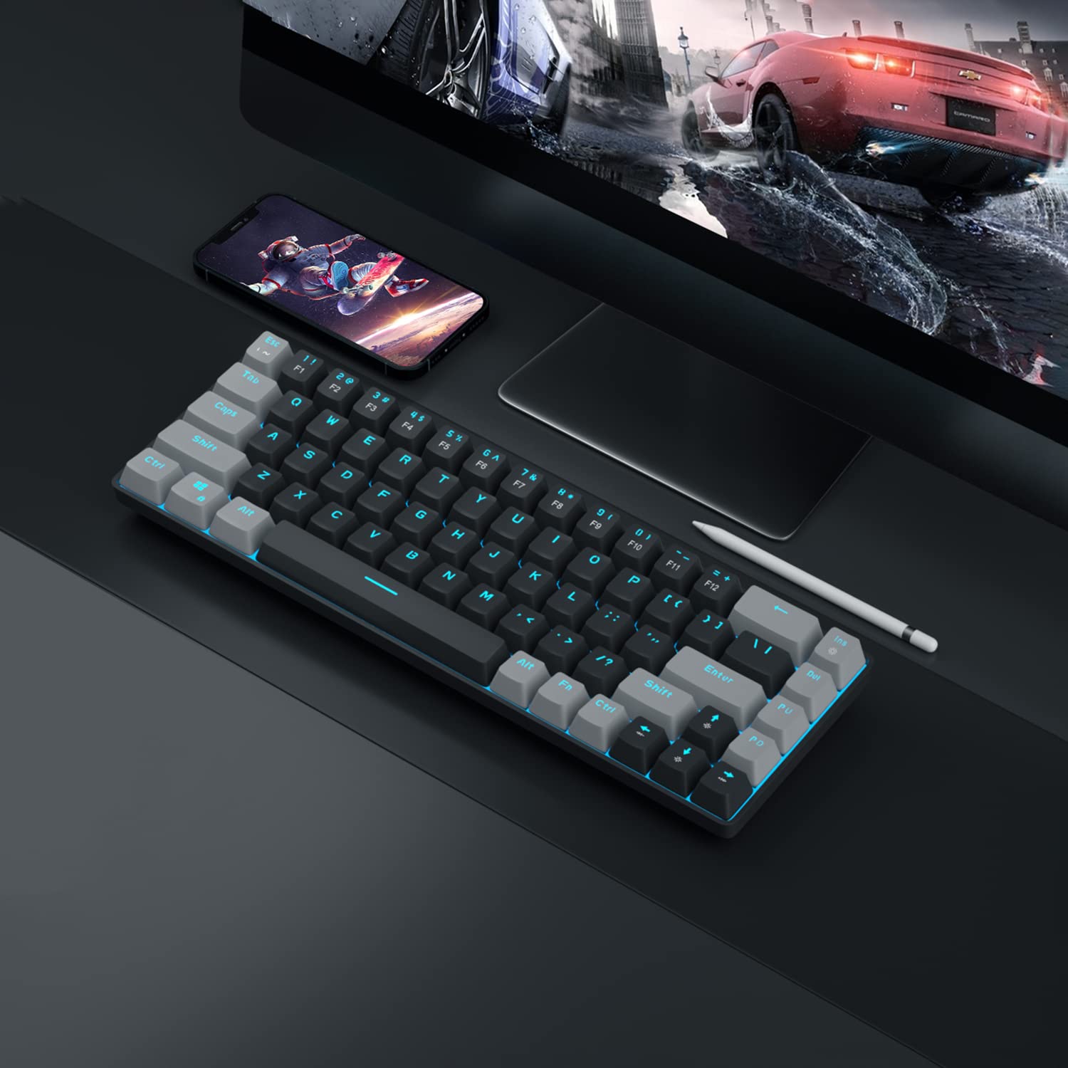 Portable 60 Mechanical Gaming Keyboard, MageGee MKBox LED Backlit