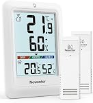 Newentor Thermomètre extérieur intérieur sans fil, Thermome intérieur extérieur avec indicateur de confort, 4in Moniteur de température à distance Hygromètre, Station météorologique pour Patio à la maison, Noir