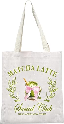 MEIKIUP Regalo para amantes del café con leche Matcha  Bolsas de comestibles reutilizables y regalo de Matcha Barista