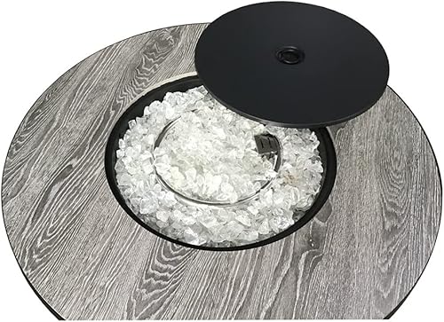 Miniatura 3 de Hiland AFP-FWT - Fogata redonda de propano con parte superior de madera sintética, 40,000 BTU, color gris, negro