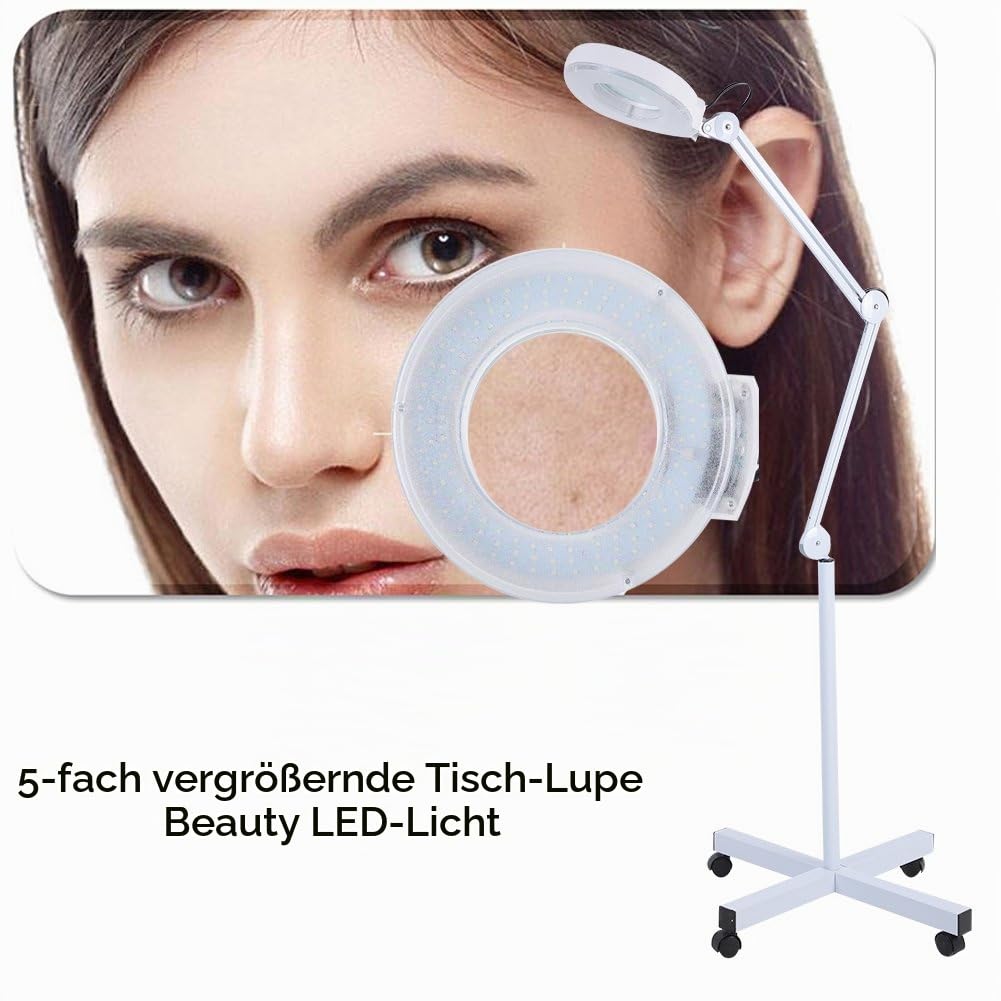 Vergrößerungslampe, 2-in-1-Design Beleuchtung und Zoom,Make-up 5xMagnifying LED Kaltlicht Lupenleuchte,Vergrößern Sie jedes Detail der Haut deutlich