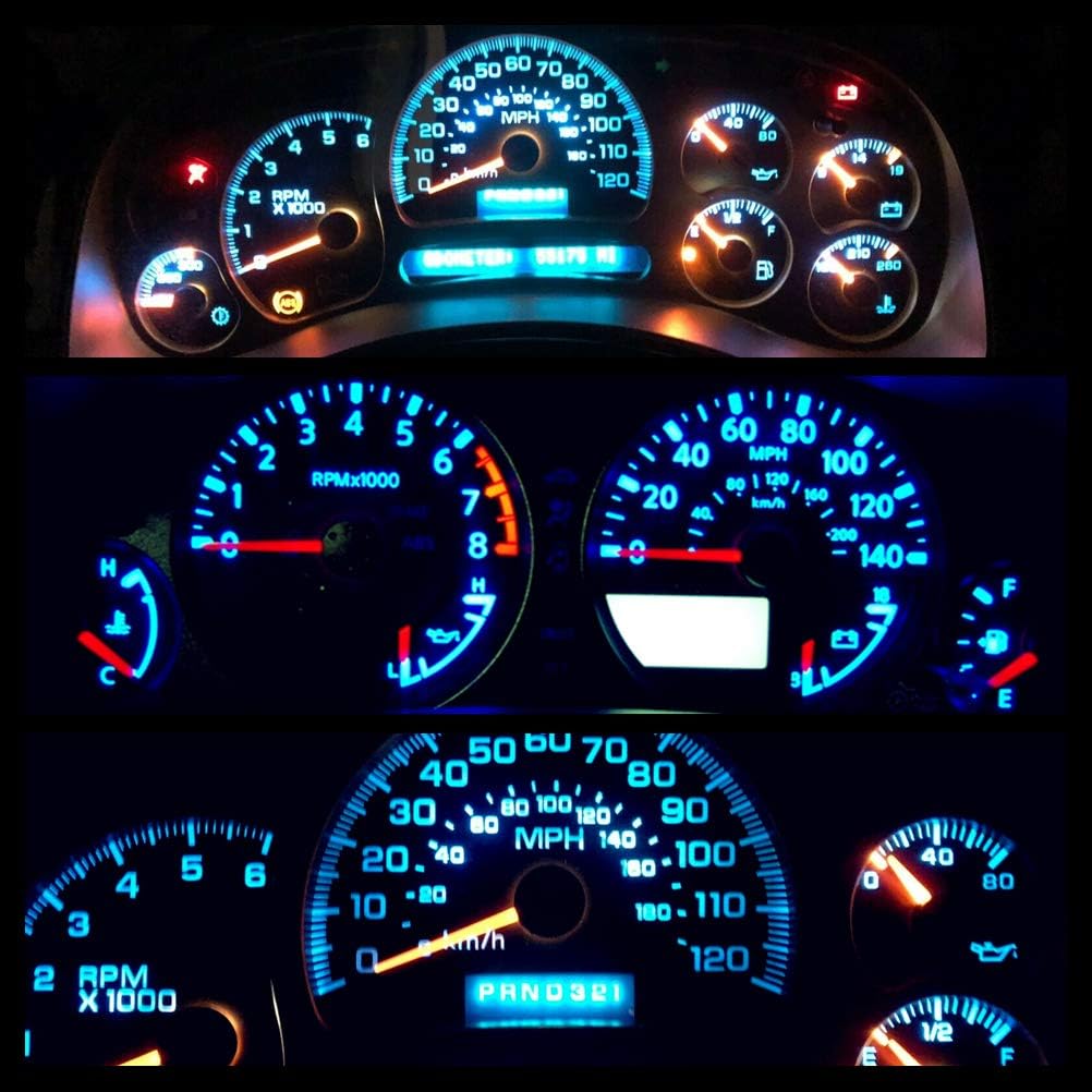 WLJH Super Bright Ice Blue Instrument Panel Cluster Gauge Speedometer Tachometer Indicator Warning Lamp Bulb Full Led Light Kits Package for 1992-1996 Toyota Camry, Pack of 21