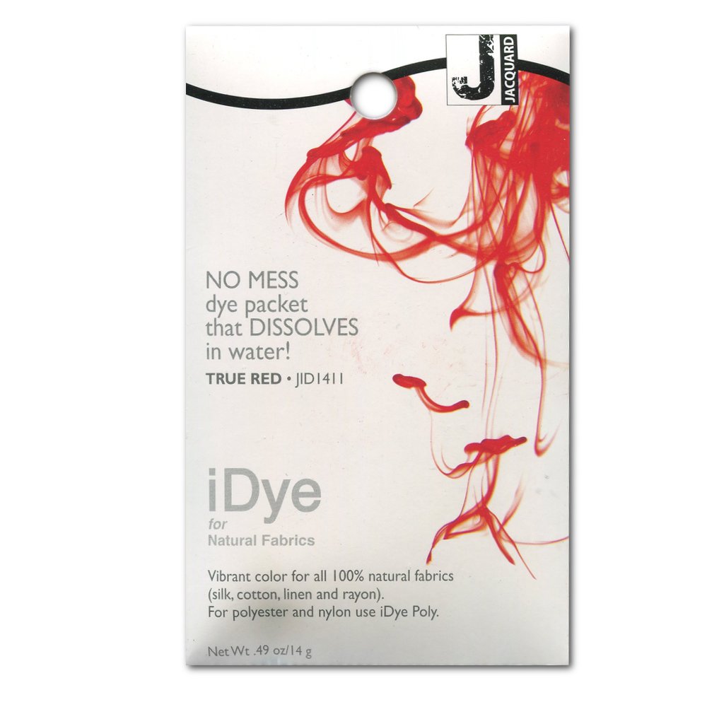 Jacquard iDye True Red, Fabric Dye for Natural Fibres, Permanent Textile Colouring on Cotton Silk and Linen, Easy Garment Craft Project,14g Packet