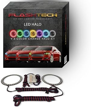 Flashtech RGB LED Halo Ring Accent Light Components Compatible with Ford Fusion 2013-2016