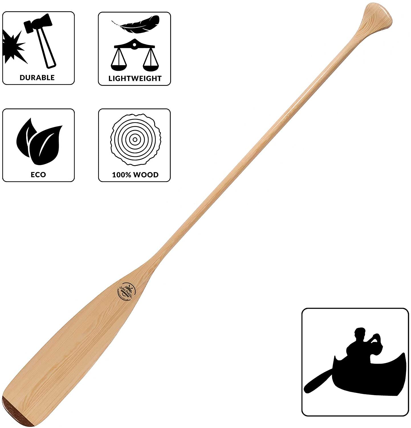 Canoe Lot de 2 pagaies de canoë Type : queue de castor/pagaie Beavertail en pin et bois de fer 100 % écologique Fabriqué à la main en UE
