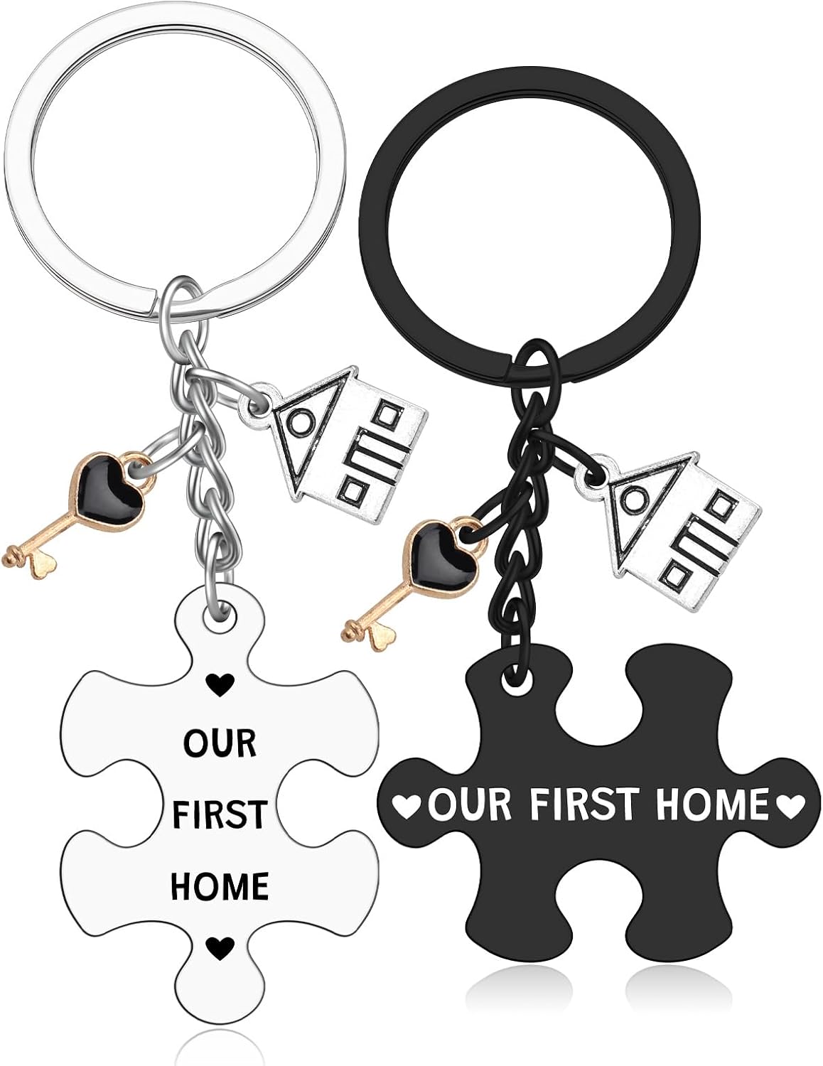 2PCS House Warming Keychain for Couple New Home Keychain New Homeowner Housewarming Gift for Women First House Keyring First Homes Apartment Owners Closing Present for Realtor Valentine's Day Gift