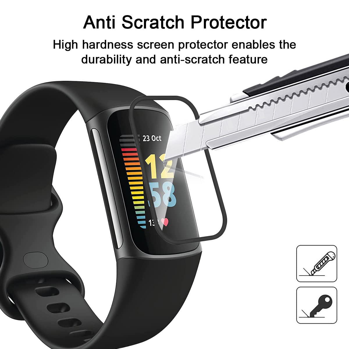 4 Pz Pellicola Protettiva per Fit Bit Charge 6, Proteggi Schermo TPU per Smartwatches, HD Proteggi Pellicole, Smartwatches Protezione Schermo, Protezioni di Schermo Anti-Scratch, Copertura Completa 3D