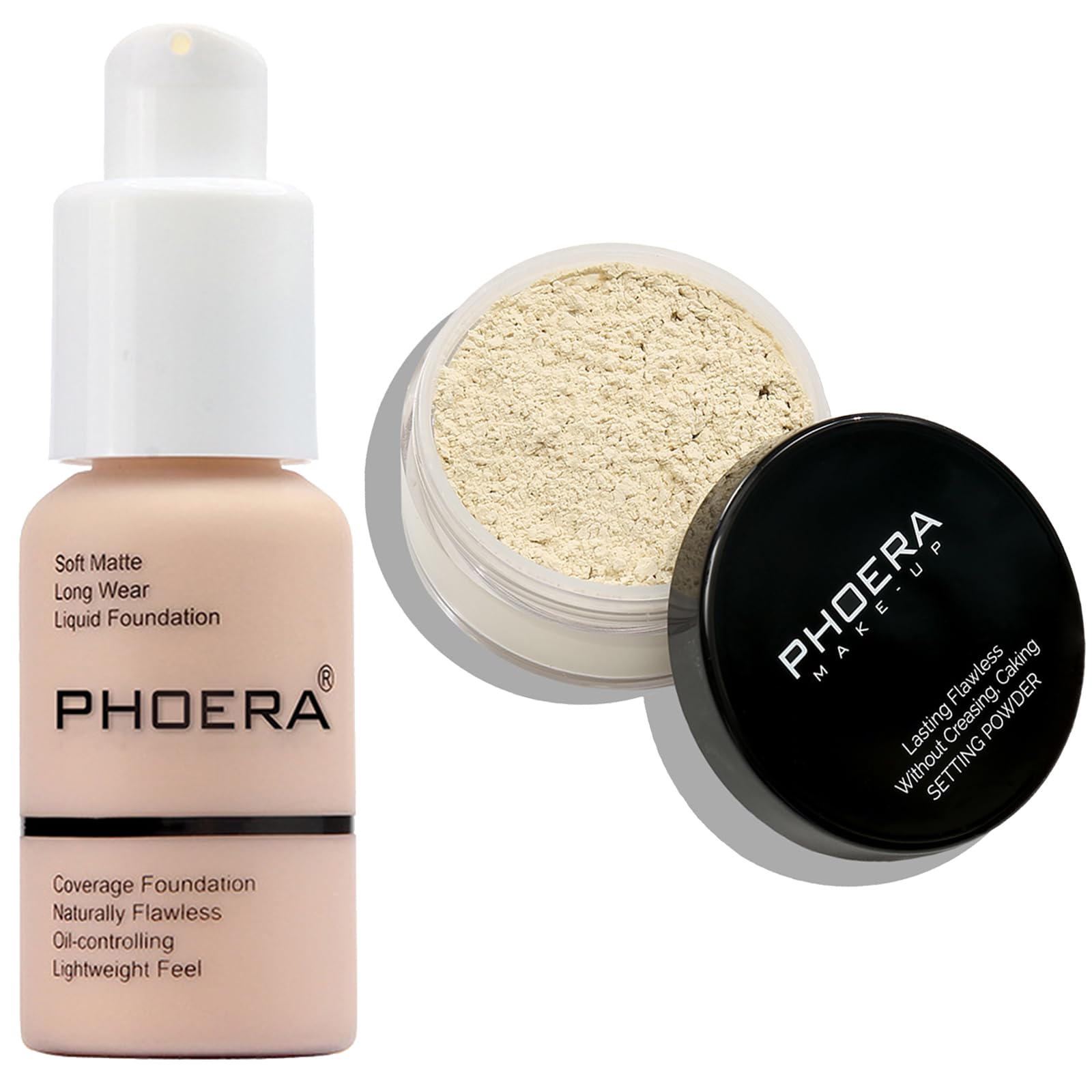 PHOERA Foundation Full Coverage,PHOERA Face Powder, Soft Focus Setting Powder, PHOERA Makeup Lightweight Wrinkles Matte Natural Finish for a Flawless