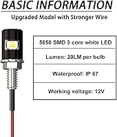 Vista 5 de Luz para matrícula, tornillo de matrícula, LED, superbrillante 12 V, impermeable, bombilla LED para placa de matrícula, para motocicleta, camión