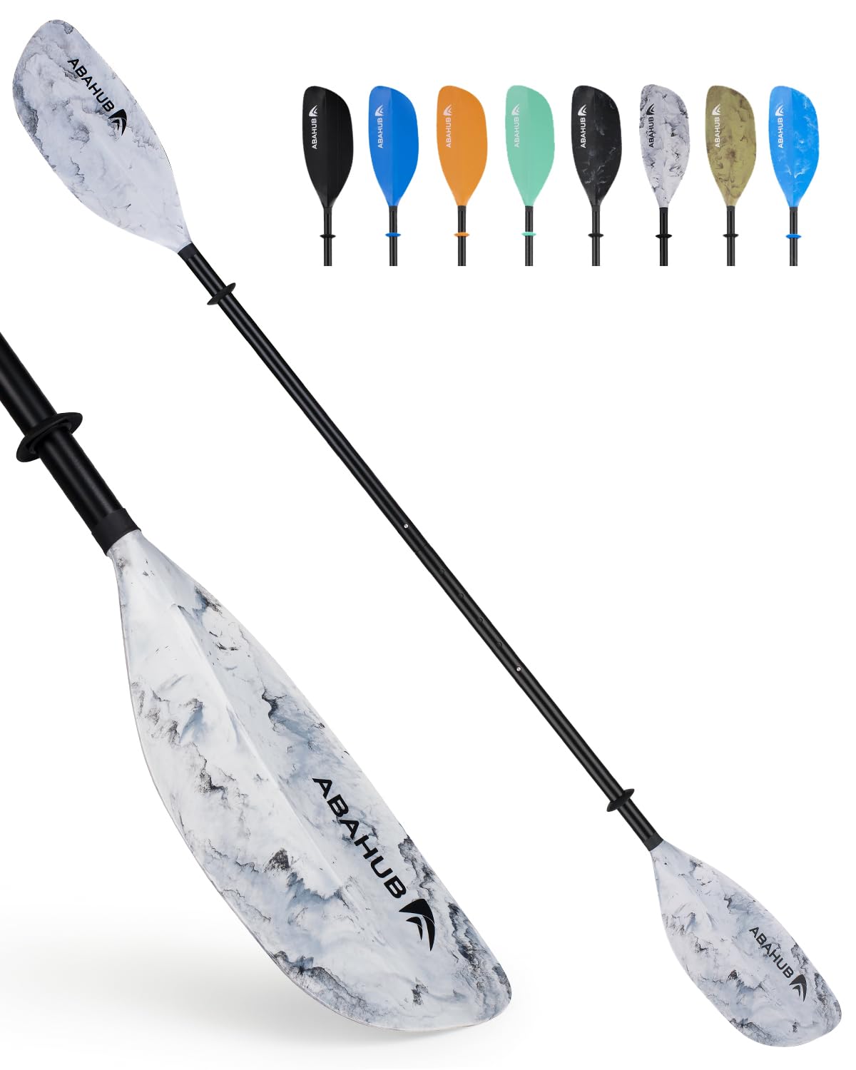 Abahub Pagaia Kayak 210 cm a 230 cm Regolabile Alluminio Doppia Remi Kayak Paddle Pagaie da Kayak per Kayak Barca a Remi Canoa Gambo in Lega di Alluminio Lame in Plasticain 12 Colori - 1