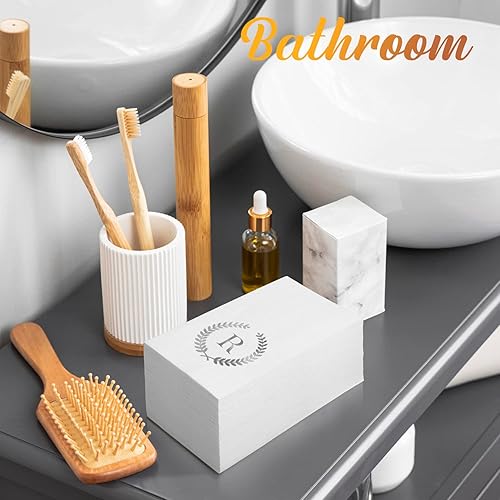 Miniatura 5 de Paquete de 200 servilletas desechables con monograma de papel de aluminio plateado con letra R para invitados, toallas de papel desechables con