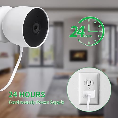 Miniatura 4 de wochel Adaptador de corriente compatible con Google Nest Cam para exteriores o interiores, batería – 6.5 pies/6.6 ft resistente a la intemperie
