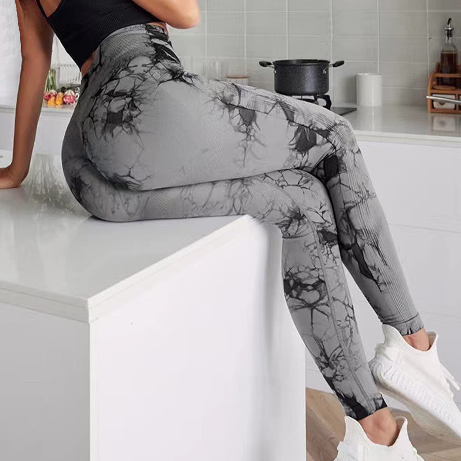 Merlvida Leggins Sportivi Donna Vita Alta Leggings Push Up Pantaloni Palestra Controllo della Pancia Anticellulite Pantacollant Opaco Elastici Tuta Collant Abbigliamento Sportivo Donna Yoga Fitness