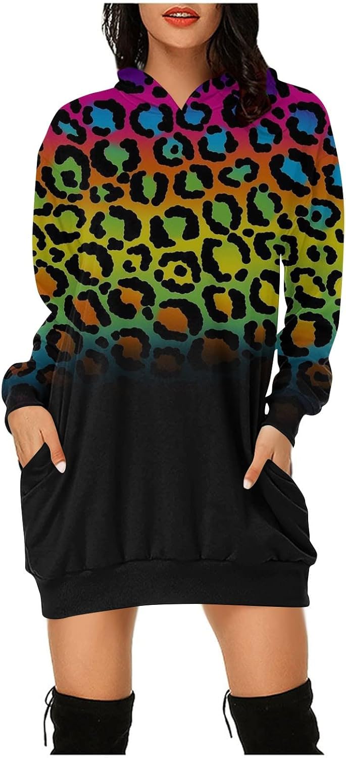 Women's Floral Print Hooded Sweatshirt Dress