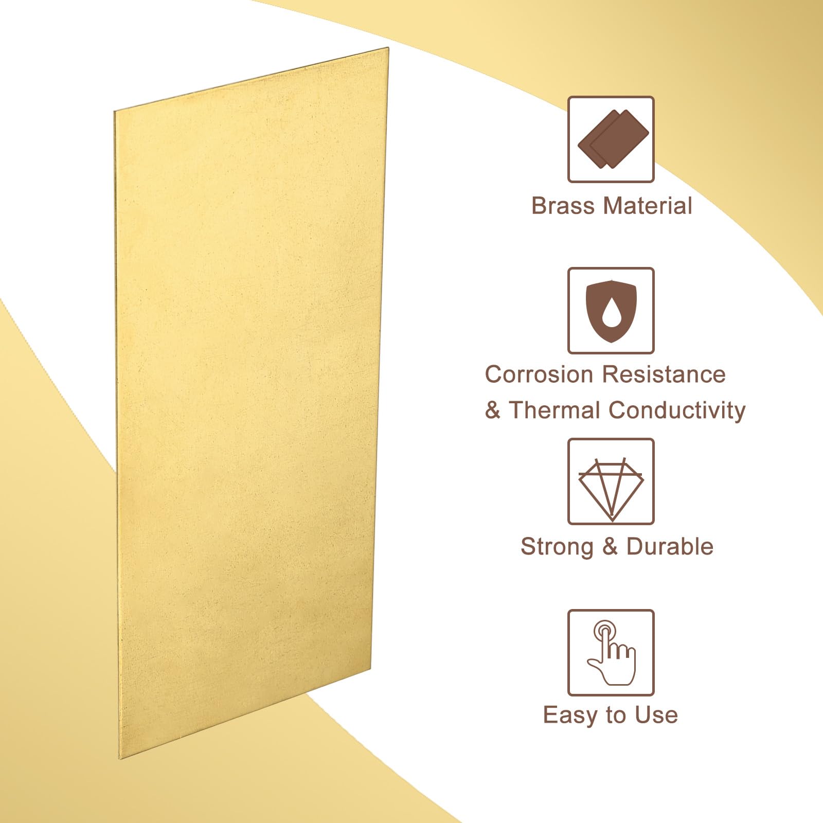 sourcing map Foglio in ottone puro, 15,2 x 10,2 cm, spessore