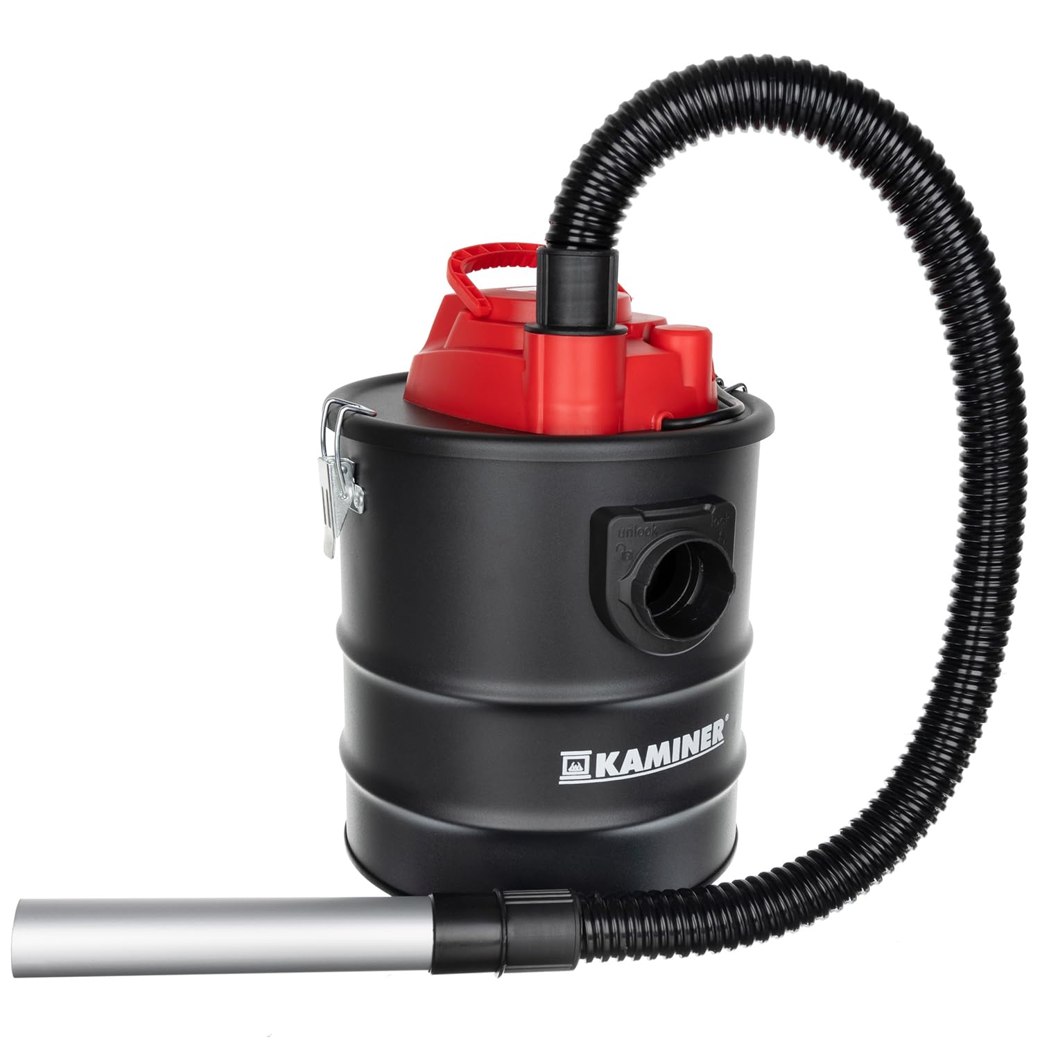 KAMINER Aspirateur à cendres 15L, 1200W, 20kPa, HEPA + filtre textile, fonction soufflage, tuyau d'aspiration en métal, 2 buses en aluminium, pinces métalliques, four, barbecue, atelier - Sans sac