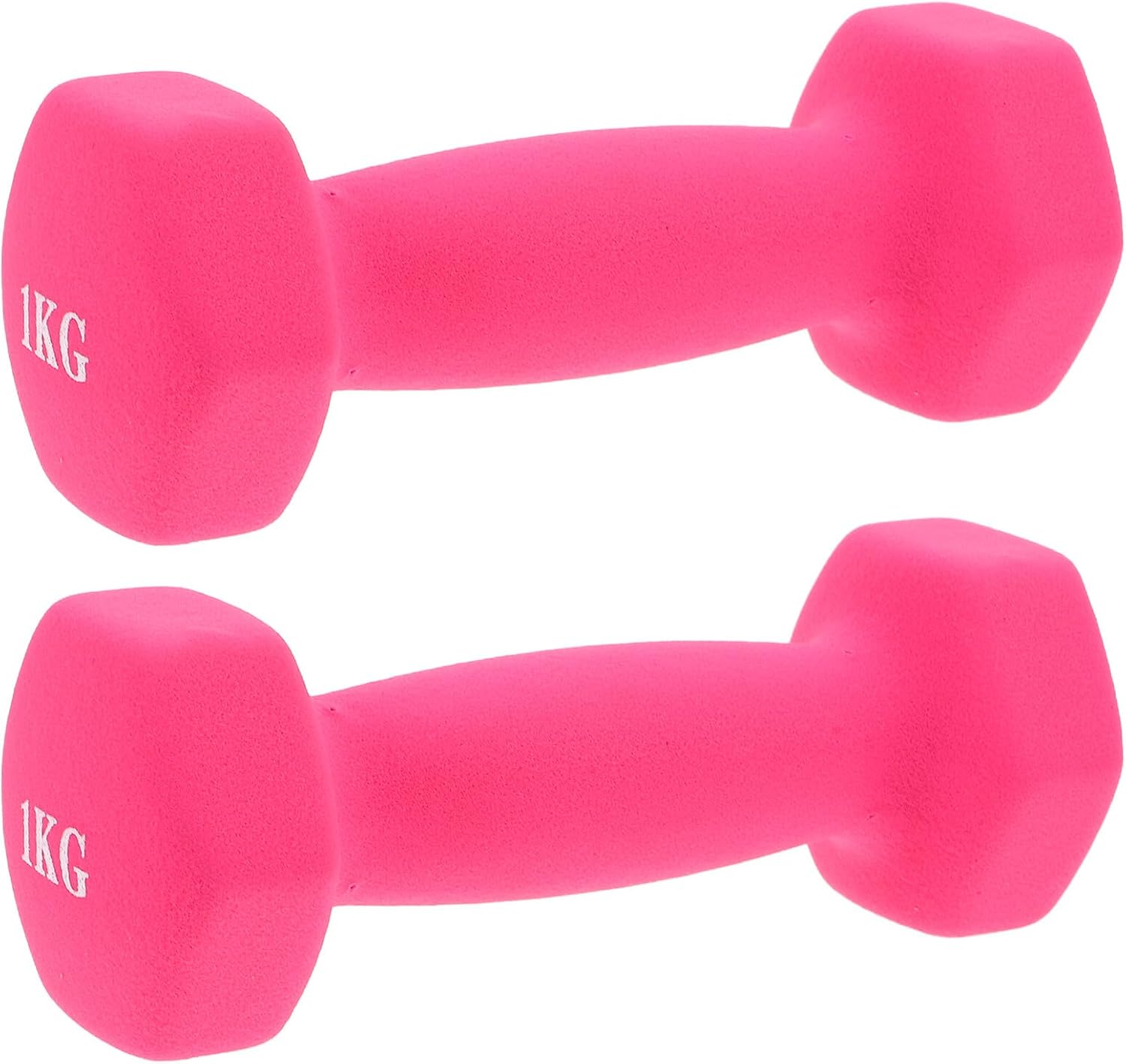 TEHAUX 1 Pair Cast Iron Dumbbells Hand Weights Set 1kg Each Pink Matte Coating for Home Workout Strength Training Women and Men Arm Chest Shoulder Exercises