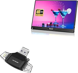 BoxWave Smart Gadget Compatible with Eyoyo EM13Q (13.3") - AllReader SD Card Reader, microSD Card Reader SD Compact USB - Jet Black
