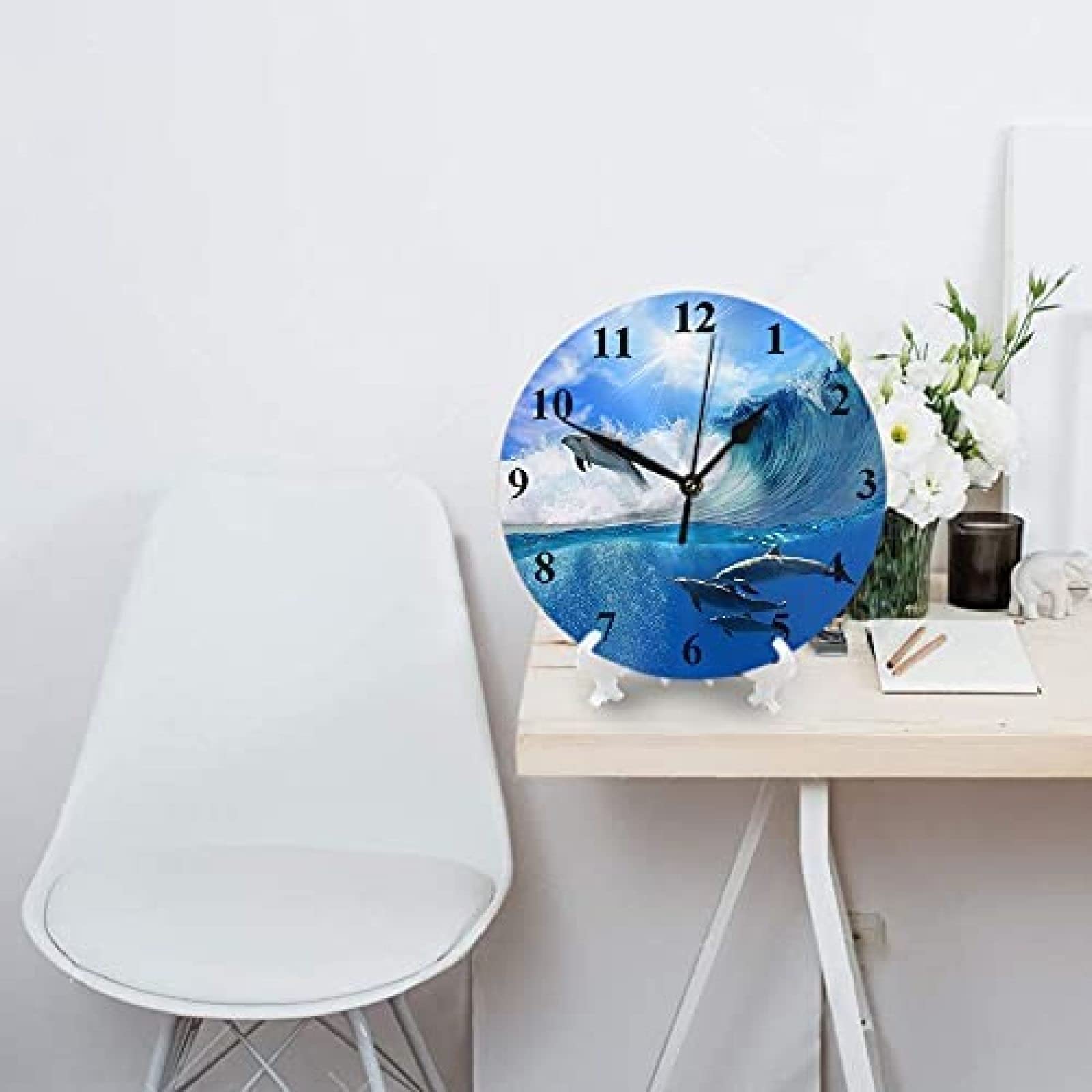 Dolfijnen springen uit de zee moderne wandklok 10 inch niet-tikkende