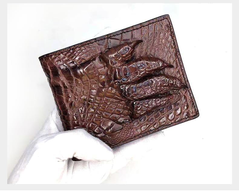 Alice Fan Luxe echte krokodil lederen heren portemonnee alligator huid tweevoudige portemonnee heren korte portemonnee portemonnees (klauw bruin