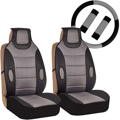 FH Group - Almohadón para asiento delantero, Gris Negro