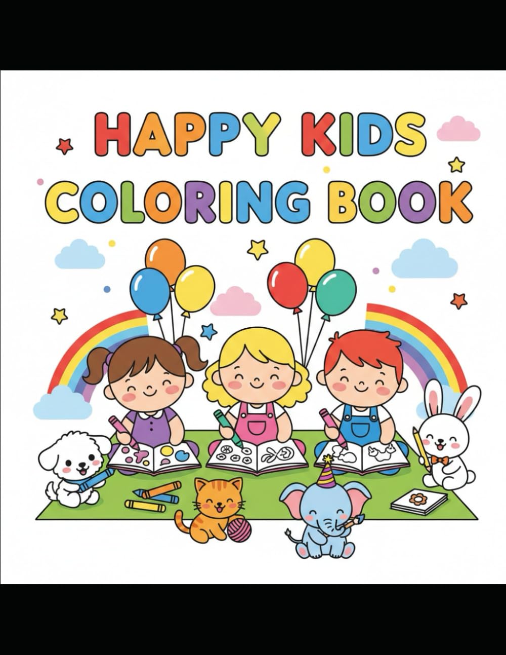 Happy Kids Coloring Book: Fun, Easy & Cute Coloring Pages for Kids
