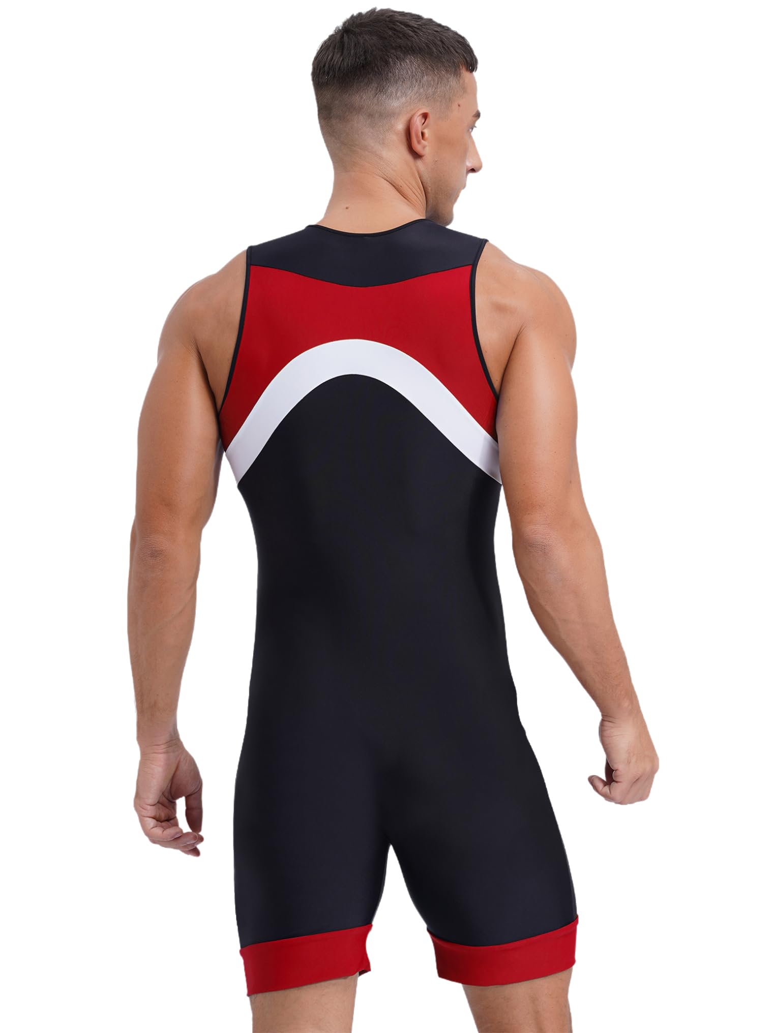 YEAHDOR Men's One Piece Sleeveless Surfing Swimsuit Front Zip Shorty Wetsuit Bodysuit Sun Protection Swimwear Red Large