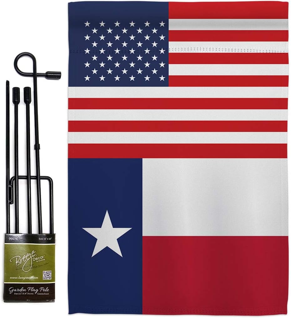 US Texas Garden Flag Set with Stand Americana States USA American Territories Republic Country Particular Area Small Decorative Gift Yard House Banner Double-Sided Made In 13 X 18.5