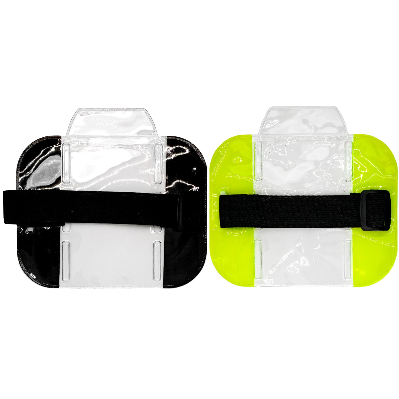 YIXINHE 2 Pcs Hi Vis Arm Badge Holders Adjustable Cards License Security Badge Holder for Emergency Rescue Personnel,Security Personnel,Guards,Bouncers,Doorman (Fluorescent Green,Black)