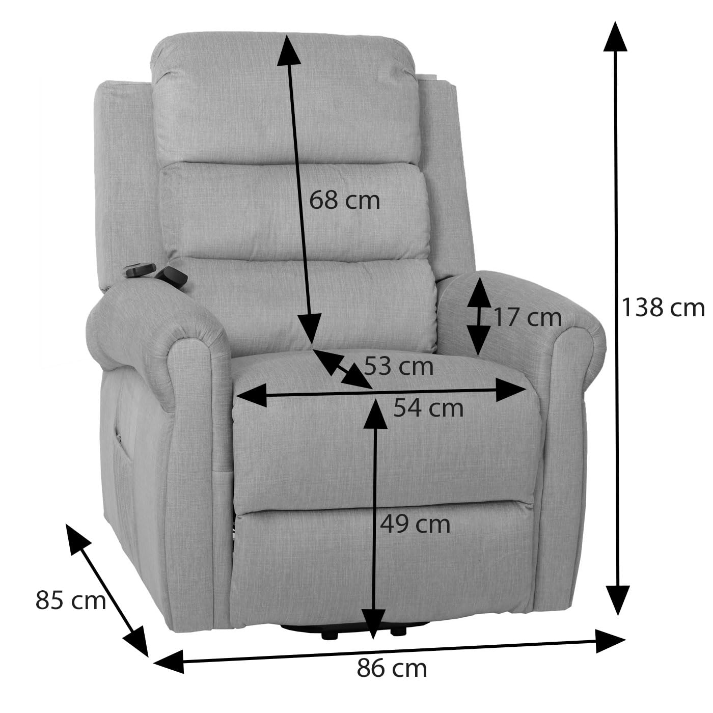 Mendler Fernsehsessel HWC-K63, Relaxsessel, Liegefunktion Aufstehhilfe Massage Heizfunktion, Stoff (220g/m²) Cord - hellgrau