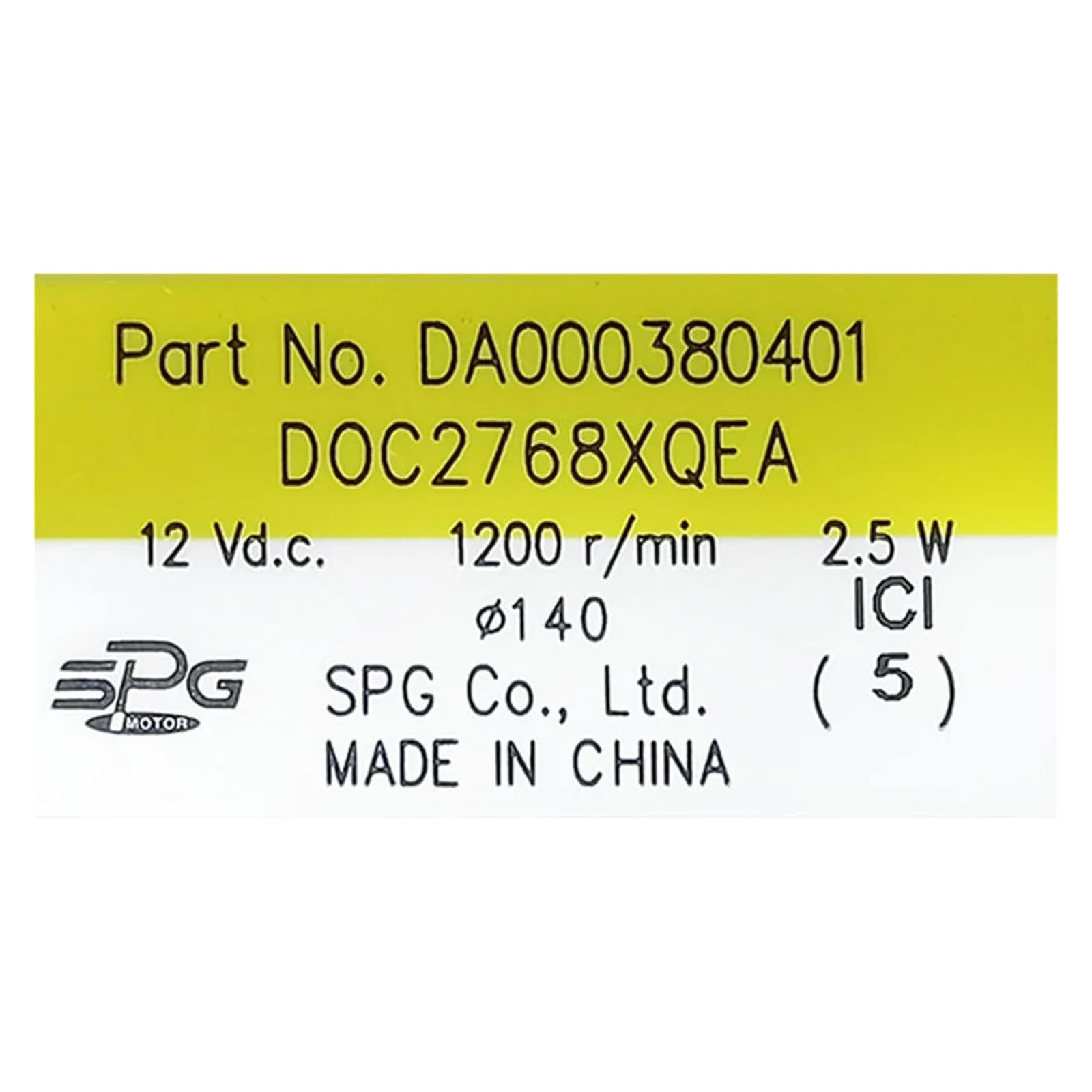 DA000380401 DOC2768XQEA, compatibile con Samsung, compatibile con Midea, compatibile con MeiLing, compatibile con Athena, motore ventola frigorifero 12V 2,5W 1200r/min ventola di refrigerazione
