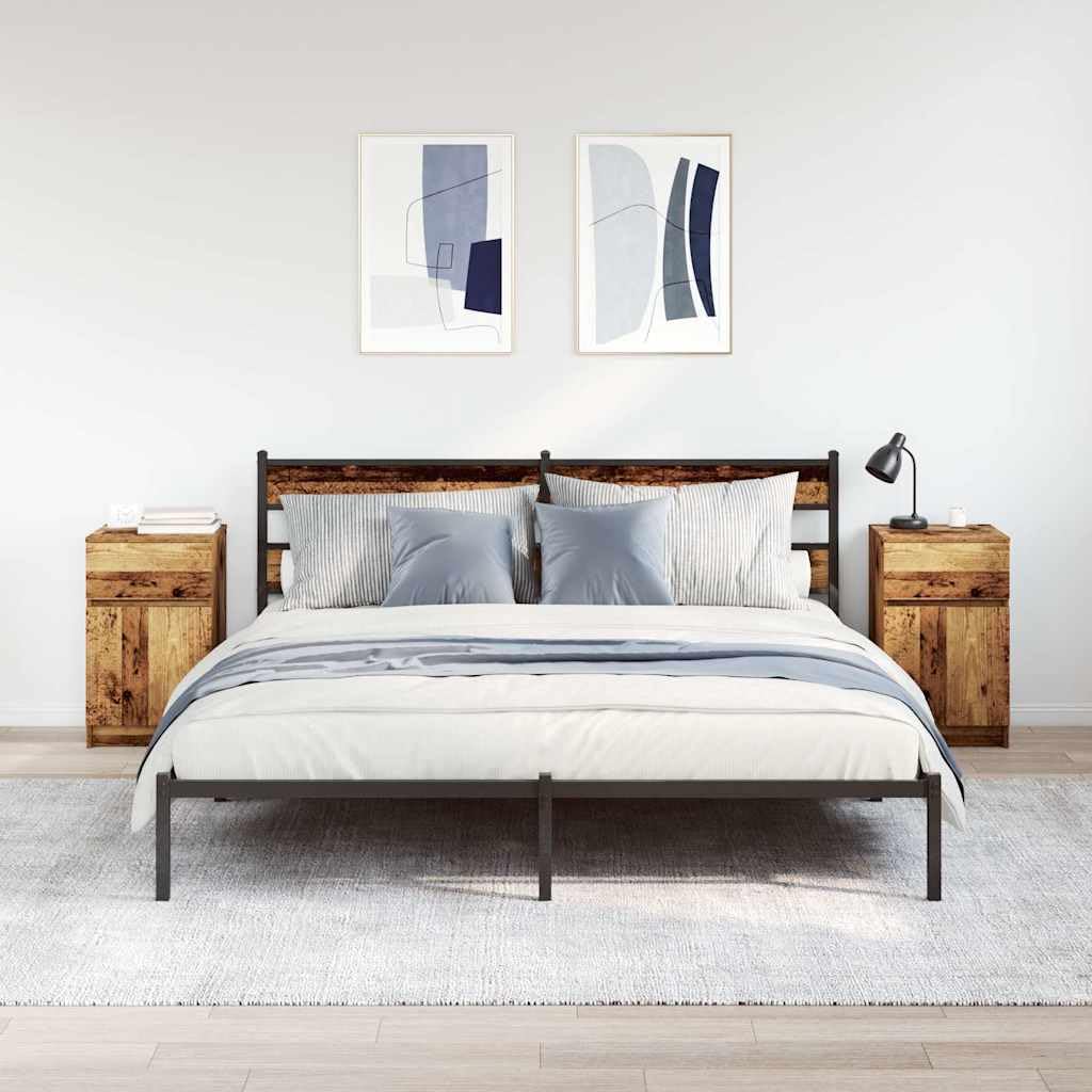 Elegante mesita de noche para dormitorio, aspecto de madera envejecida blanca, 39 x 35 x 65 cm, material de madera, fácil de limpiar, mesita de noche con superficie lisa y espacio de