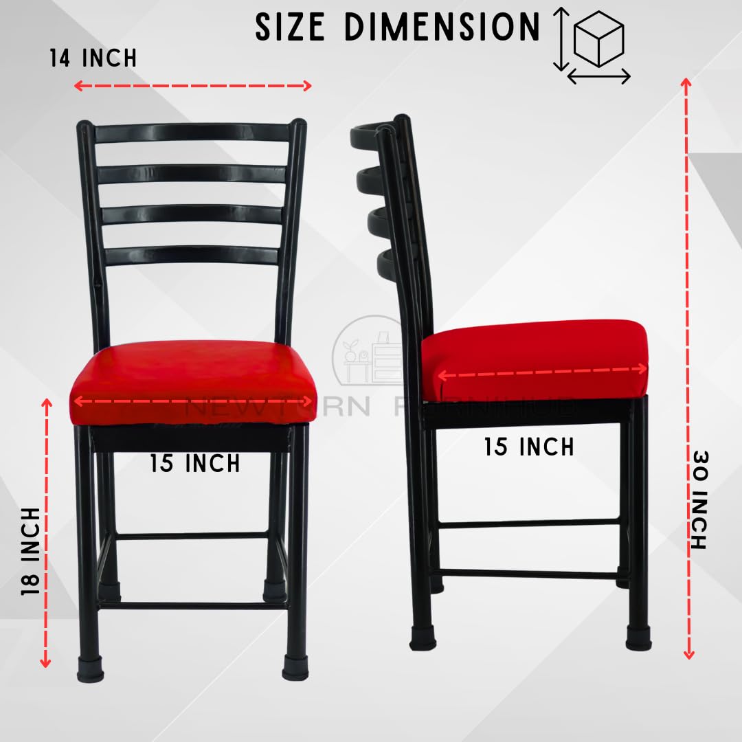 NEWTURN� FURNIHUB Metal Black Dining Chair Living & Dining Room Home Comfortable Durable Chair (18 inc.h Height from Ground to SEAT) (Red) 2