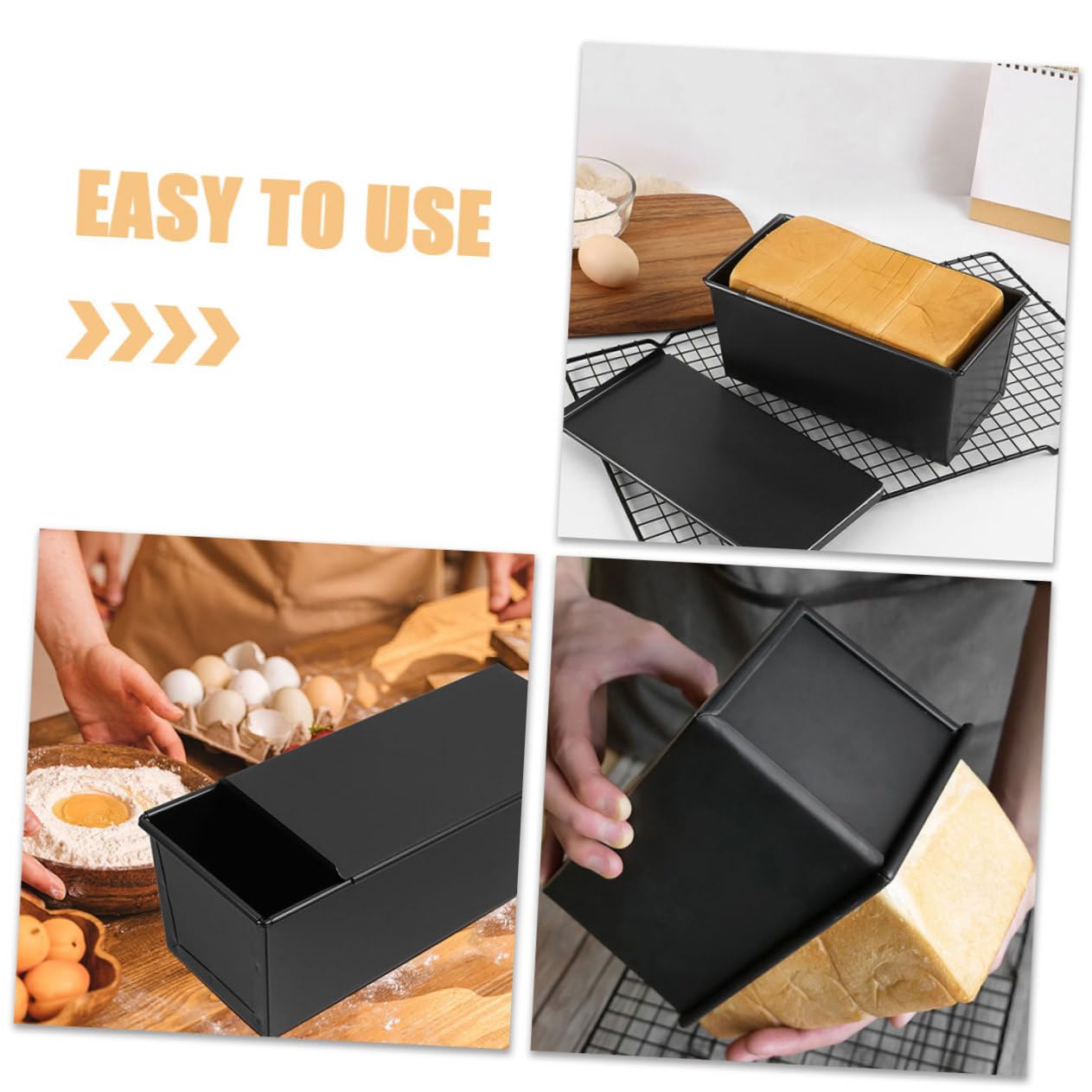 MAGICLULU 5piezas Molde De Pan Antiadherente Con Tapa Para Hornear Tostadas Caja De Horno Reutilizable Para Pan Para Cocinas y Reuniones Familiares